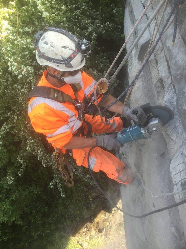 Preparing the stonework for a safety system